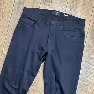 Theory Raffi Slim Fit Tech Compact Pants Navy Blue Mens 32x32